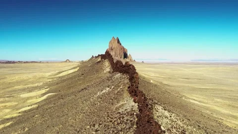 Drone Flight Along Volcanic Dike Toward Shiprock New Mexico Stock Footage 334250201
