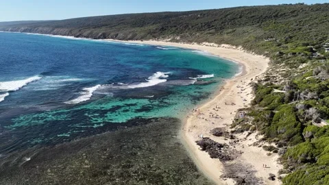 Drone Flight Along Yallingup Beach, Dunsborough WA Video stock 347168847
