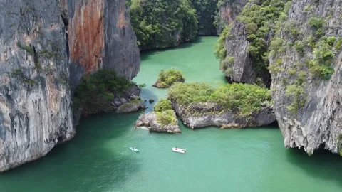 Drone flight among limestone rocks Stock Footage 146427789