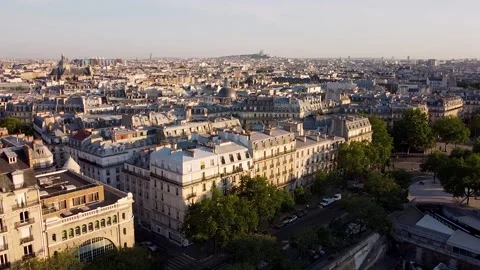 Drone flight and copyspace over roofs of Bastille district in Paris. France Stock Footage 131642303