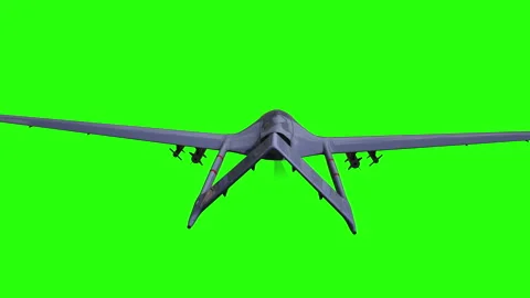 Drone in Flight and Impact Explosion, UAV Strike Detonation. Green screen Video stock 336345568