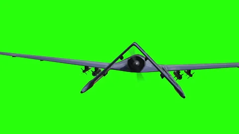 Drone in Flight and Impact Explosion, UAV Strike Detonation. Green screen Video stock 336345569