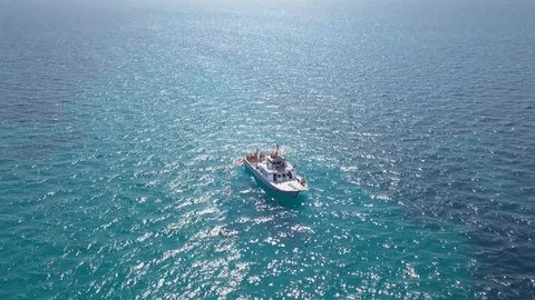 Drone flight approaching to the boat party Stock Footage