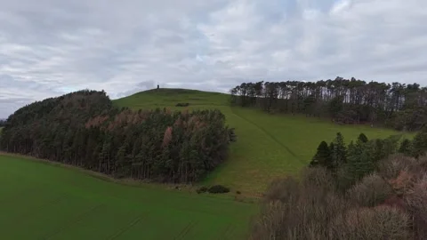 Drone Flight Approaching Hill of Tarvit Monument, Fife, Scotland Stock Footage 328261329