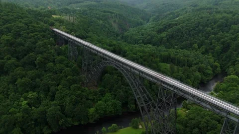 Drone Flight Approaching Mungstener Brucke from Above in Solingen Germany Stock Footage 312528958