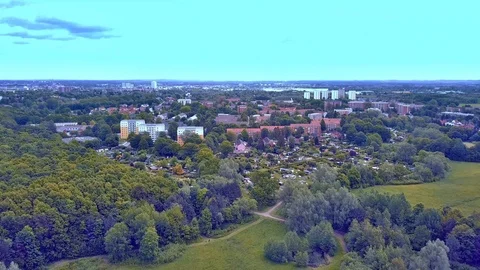 Drone flight arial view above city 4k Stock Footage 112147335