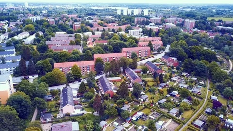 Drone flight arial view above city view 4k Stock Footage 112147670