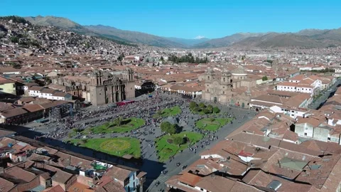 Drone flight around Cuzco main square Stock Footage 273259408