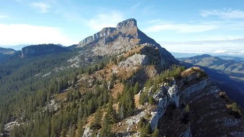 Drone flight around mountain with forest in Swiss alps. Stock Footage 107087027