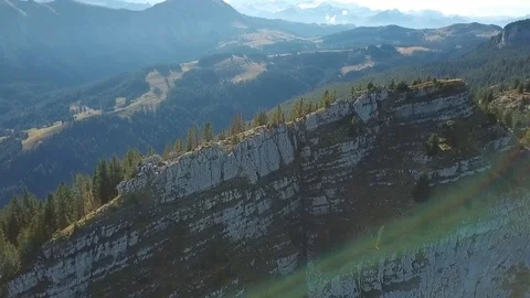 Drone flight around mountain with forest in Swiss alps. Stock Footage 107087030