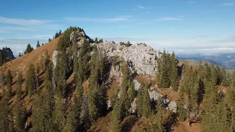 Drone flight around mountain with forest in Swiss alps. Stock Footage 107087079
