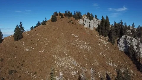 Drone flight around mountain with forest in Swiss alps. Stock Footage 107087143