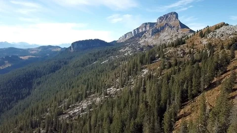 Drone flight around mountain with forest in Swiss alps. Stock Footage 107087204