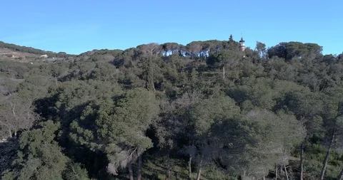 Drone flight back over an old manor house of the catalan bourgeoisie Stock Footage 88106556