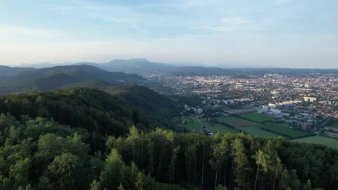 Drone flight in background graz (Austria) in 4k Stock Footage 200962133