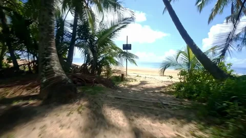 Drone flight on a beach in Queensland, AU, surfing the waves Stock Footage 262939748