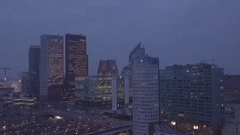 Drone Flight Between Buildings And Above the Hague Central Station 스톡 동영상 117034692