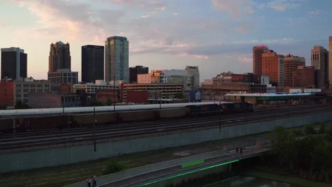Drone Flight In Birmingham Over Train Tracks Stock Footage 176925737