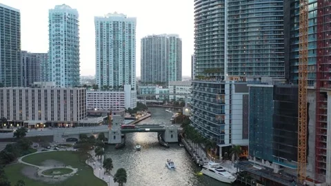 Drone flight at Brickell Point, Miami, Florida Video stock 246776499