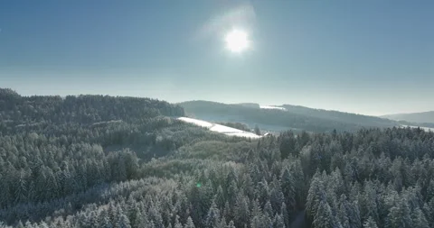 Drone Flight in a Cinematic Winter landscape at South Bavaria Video stock 227915866