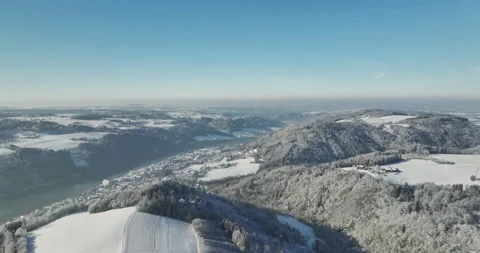 Drone Flight in a Cinematic Winter landscape at South Bavaria Video stock 227936198