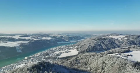 Drone Flight in a Cinematic Winter landscape at South Bavaria Stock Footage 227937030