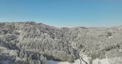Drone Flight in a Cinematic Winter landscape at South Bavaria Stock Footage 227954830