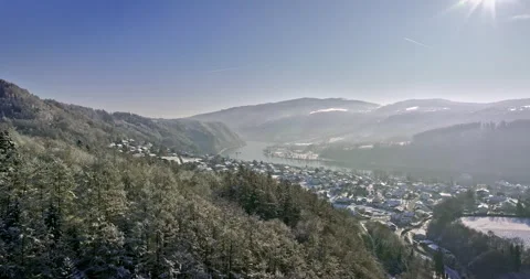 Drone Flight in a Cinematic Winter landscape at South Bavaria Stock Footage 227958774