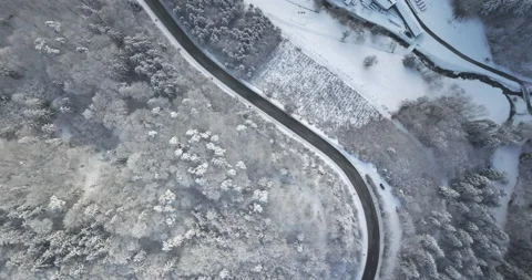 Drone Flight in a Cinematic Winter landscape at South Bavaria Stock Footage 227967170