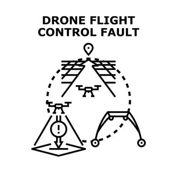 Drone flight controlling fault with navigation problems Stock Illustration