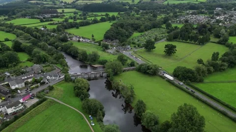 Drone Flight - Couter Clockwise Around Crickhowell Bridge Stock Footage 248623025