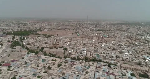 Drone flight at dawn over the old city in Bukhara Stock Footage 243008408