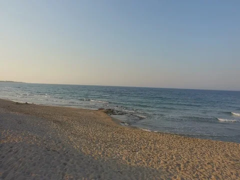 Drone Flight on the deserted beach Stock Footage 72474159