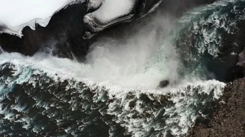 Drone Flight Of Dettifoss Waterfall Stock Footage 213638050