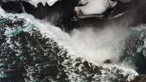 Drone Flight Of Dettifoss Waterfall Stock Footage 213638412