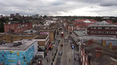 Drone flight down Putney High Street. Stock Footage 201949327