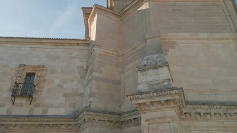 Drone flight on a façade of the Ucles-Cuenca monastery Stock-Footage 278466121