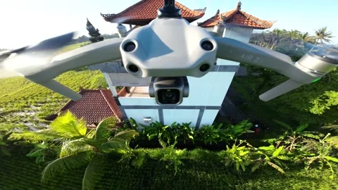 Drone in flight from the first person. The drone films itself. Selfie/POV/FPV. Stock Footage 233772093