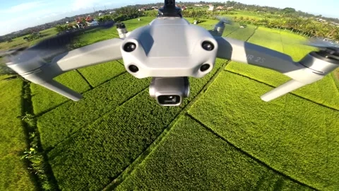 Drone in flight from the first person. The drone films itself. Selfie/POV/FPV. Stock Footage 233772545