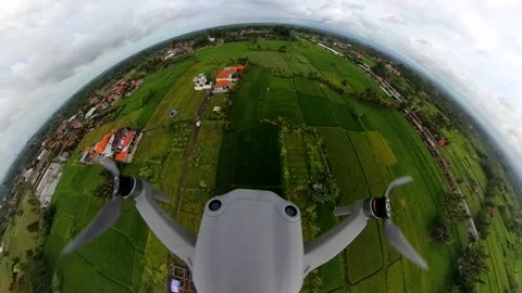 Drone in flight from the first person. The drone films itself. Selfie/POV/FPV. Stock Footage 233815379