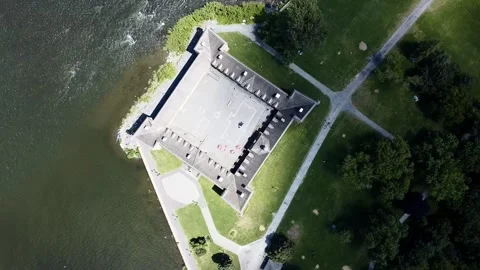 Drone flight to the Fort Chambly, Quebec, Canada Stock Footage 346505488