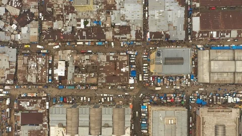 Drone flight grid structure busy market in suburbs Addis Ababa, Ethiopia Africa Stock-Footage 114103726