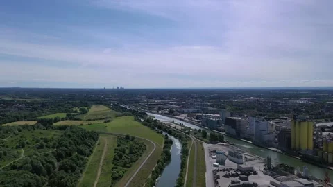 Drone flight at high altitude over the port of Hamm, Germany 스톡 동영상 134494531