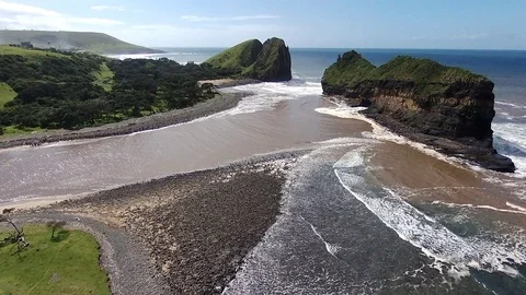 Drone flight at the Hole in the Wall, South Africa Stock Footage 91062795