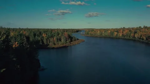 Drone Flight Just Above The Trees Out Over A Beautiful Lake Stock Footage 255168440