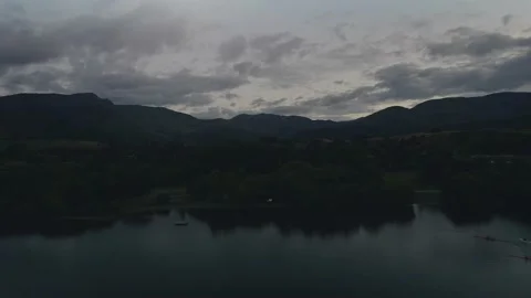 Drone flight from lake to car Stock Footage 170036339