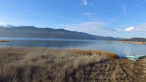 Drone flight on lake Stock Footage 108185845