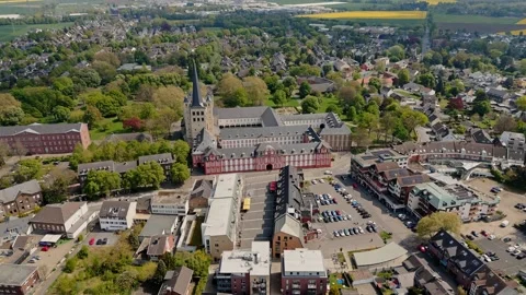 Drone Flight Left to Right Over Brauweiler Abbey and Town Center Near Cologne 스톡 동영상 312526335