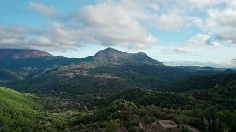 Drone flight to a lonely mountain Stock Footage 231117350
