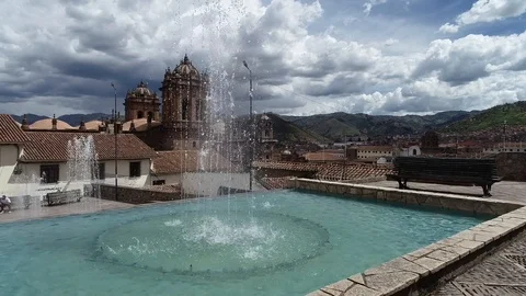 Drone flight in main square of cusco Stock Footage 112215887